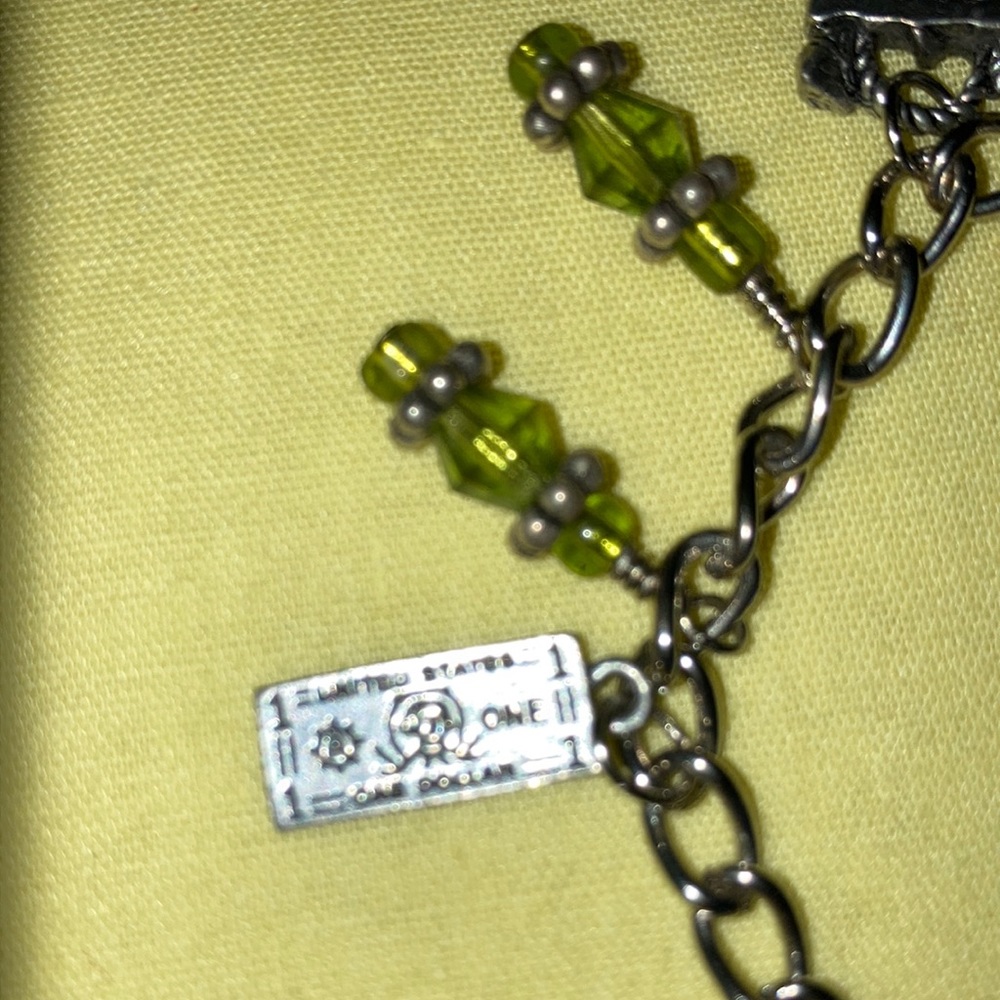 BORN TO SHOP charm bracelet ST w/24 gr. beads IN 8 stacks, 5 charms $21 - Picture 4 of 7